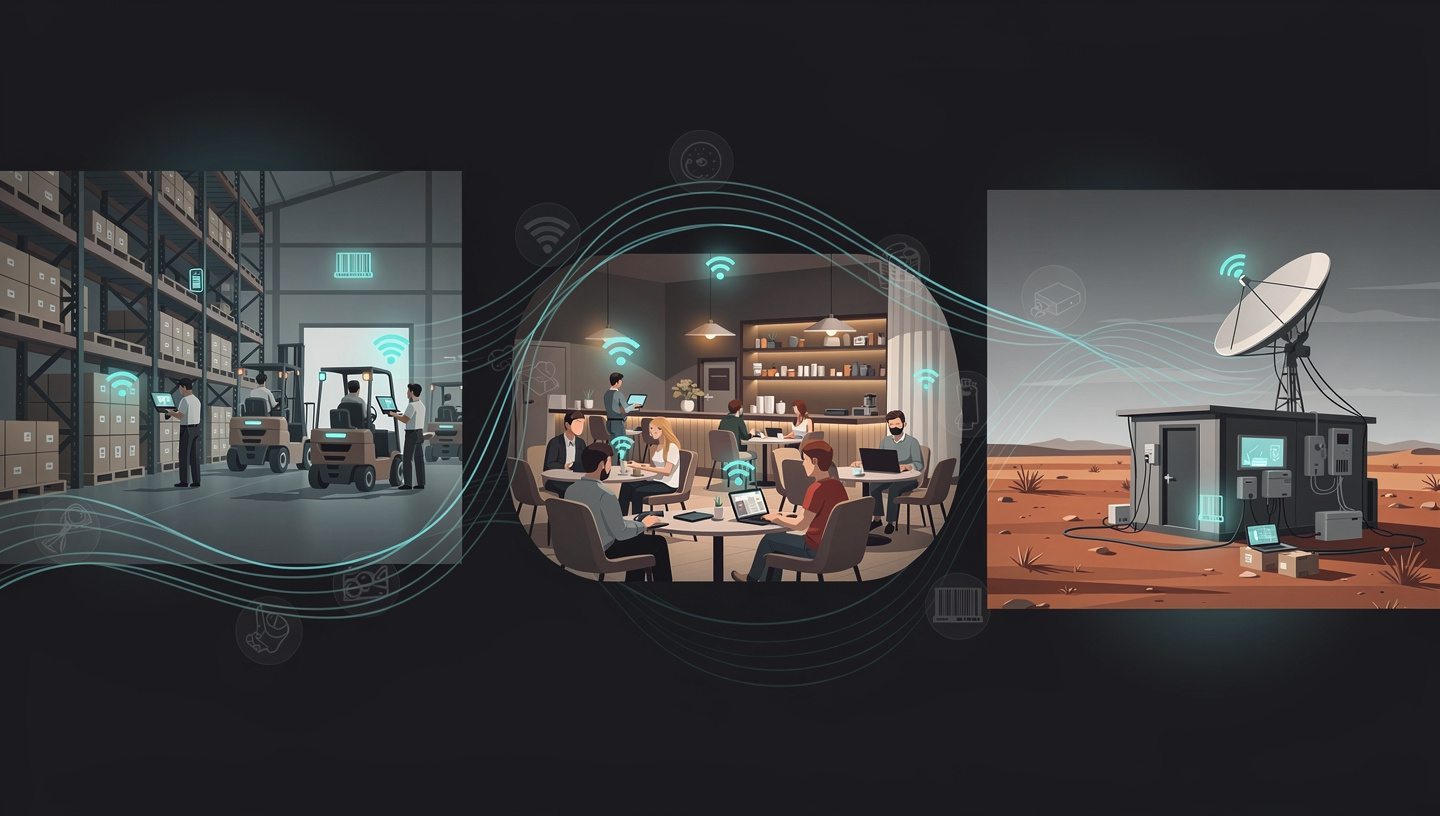 Different workplace environments connected by reliable Wi-Fi